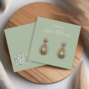 Sage Green Modern Script Earring Display Card
