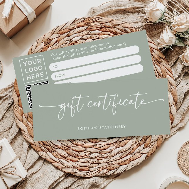Sage Green Modern Script | Gift Certificate (Creator Uploaded)