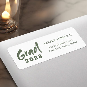 Sage Green Modern Script Graduation Return Address