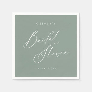 Sage Green modern script minimal bridal shower  Napkin
