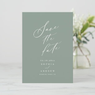 Sage Green modern script minimalist save the date