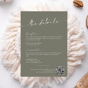 Sage Green Modern Script Wedding Details Enclosure Card
