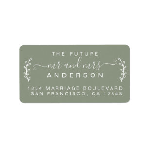 Sage Green Modern Script Wedding Return Address Label