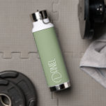 Sage Green Modern Typography Personalised Water Bottle<br><div class="desc">Trendy, vacuum insulated water bottle that features personalised name in white, modern typography on a trendy, sage green colour background. Personalise bottle by editing name and replacing name with your own as desired. Perfect for a birthday gift, wedding groomsman gift, etc. Select your water bottle style. Select your water bottle...</div>