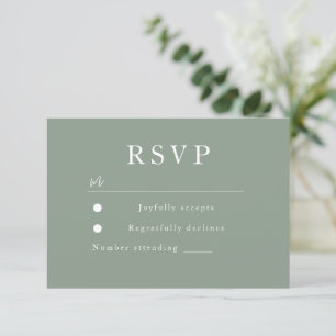 Sage Green Modern Wedding & Bridal RSVP Card