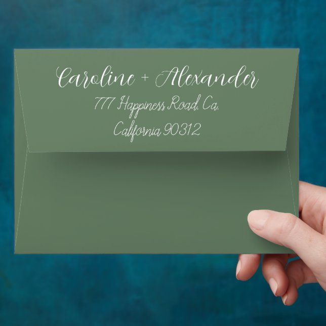 Sage Green Modern Wedding Chic Return Address Envelope (Hand)