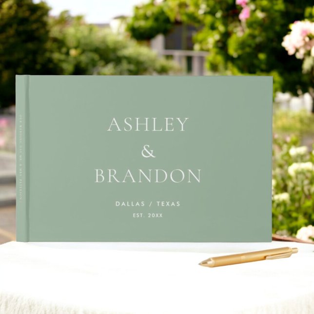 Sage Green Modern Wedding Custom Guest Book (Creator Uploaded)