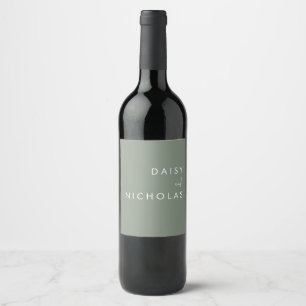 Sage Green Modern Wedding Engagement Wine Label