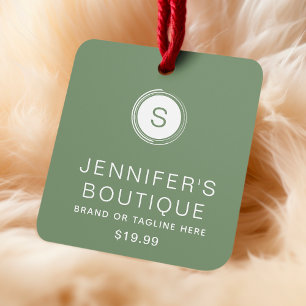 Sage Green Monogram Boutique Price Tags