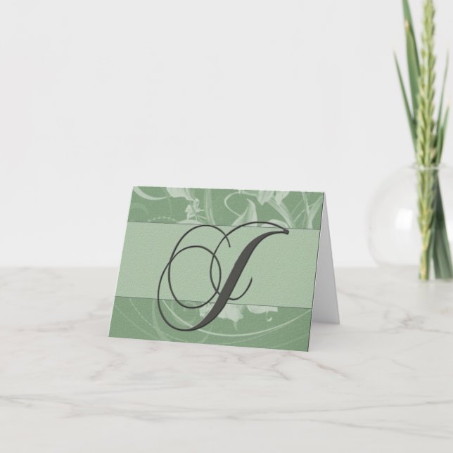 Sage green monogram card - Initial J (Front)