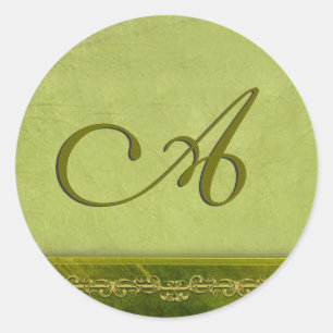 Sage green monogram - customise your own classic round sticker