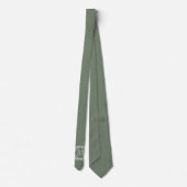 Sage Green Monogram Elegant Modern Foliage Wreath Tie (Back)