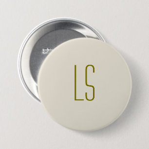 Sage green monogram initial simple 7.5 cm round badge
