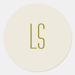 Sage green monogram initial simple classic round sticker