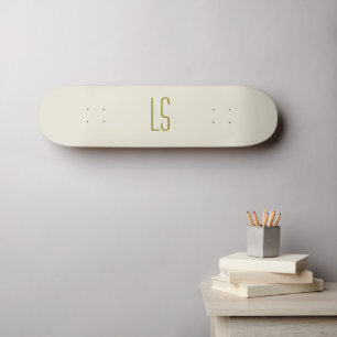 Sage green monogram initial simple skateboard