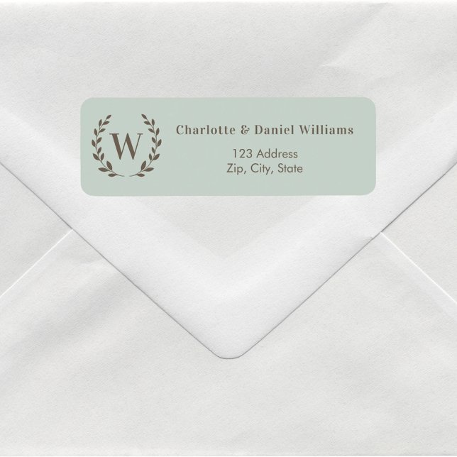 Sage green monogram initial wreath return address (Creator Uploaded)