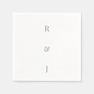 Sage Green Monogram Initials Engagement Wedding Napkin
