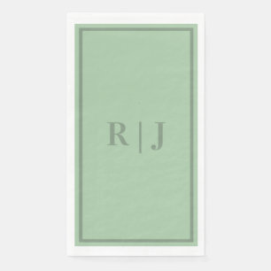 Sage Green Monogram Initials Letter Script Wedding Napkin