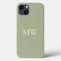 Sage Green Monogram Initials Trendy Boho