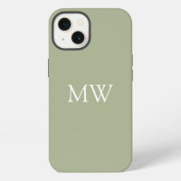 Sage Green Monogram Initials Trendy Boho