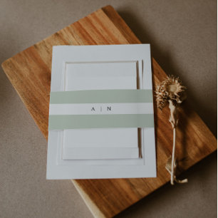 Sage Green Monogram Invitation Belly Band