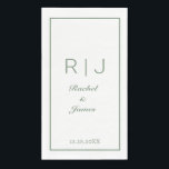 Sage Green Monogram Name Elegant Minimal Wedding Napkin<br><div class="desc">Designed with text templates for monogrammed initials,  name and date which you can customise!</div>