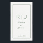 Sage Green Monogram Name Elegant Minimal Wedding Napkin<br><div class="desc">Designed with text templates for monogrammed initials,  name and date which you can customise!</div>