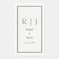 Sage Green Monogram Name Minimal Elegant Wedding