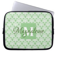 Sage Green Monogram & Name Vintage Damask Pattern