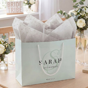 Sage Green Monogram Personalised Bridesmaid Large Gift Bag