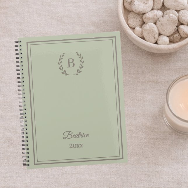 Sage green Monogram Personalised Quiet Luxury Planner (Creator Uploaded)