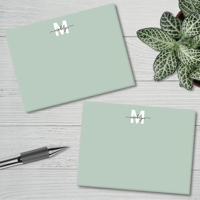 Sage Green Monogram Post-it Notes (Sage Green Monogram Post-it Notes)