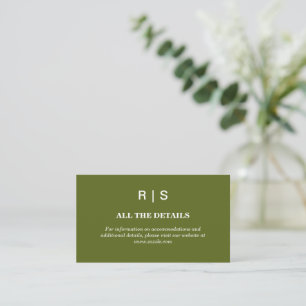 Sage green Monogram Wedding Enclosure Card