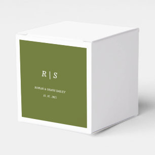 Sage green Monogram Wedding Favour Box