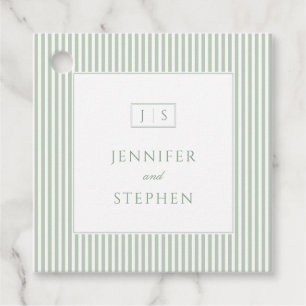 Sage Green Monogram Wedding Favour Tags