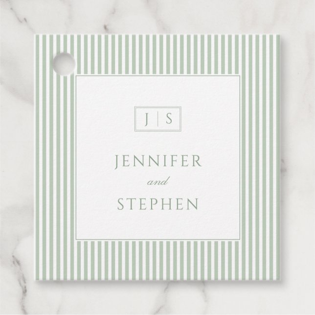 Sage Green Monogram Wedding Favour Tags (Front)