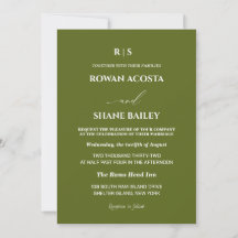Sage Green Monogram Wedding Invitation