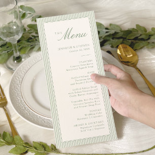 Sage Green Monogram Wedding Menu Card