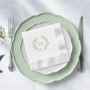 Sage Green Monogram Wedding Napkin