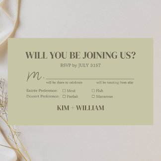Sage Green Monogram Wedding RSVP Enclosure Card