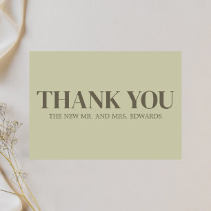 Sage Green Monogram Wedding Thank You Card