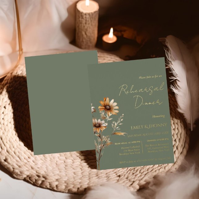 Sage Green Monogram Wildflower Rehearsal Dinner (Creator Uploaded)