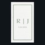 Sage Green Monograms Simple Elegant Classy Wedding Napkin<br><div class="desc">Designed with text templates for monogrammed initials & date which you can customise!</div>