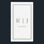 Sage Green Monograms Simple Elegant Classy Wedding Napkin<br><div class="desc">Designed with text templates for monogrammed initials & date which you can customise!</div>