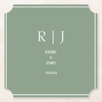 Sage Green Monograms Simple Elegant Modern Wedding