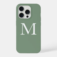 Sage Green Monograms White Simple Custom Colour