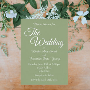 Sage Green Monotone Simple Style Wedding