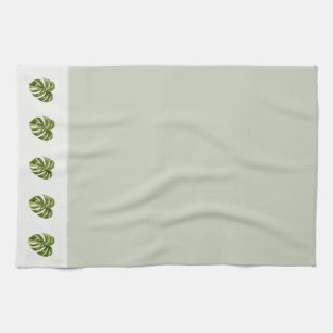 Sage Green Monstera Botanical Decor Minimal Art Tea Towel