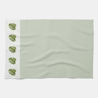 Sage Green Monstera Botanical Decor Minimal Art Tea Towel