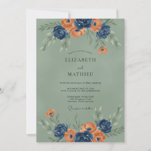 Sage Green Moody Fall Wedding Invitation